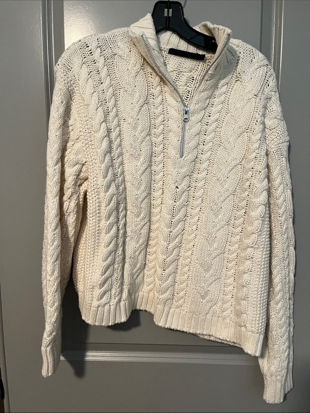 Jenni kayne Cream Cable Knit Half-Zip Sweater